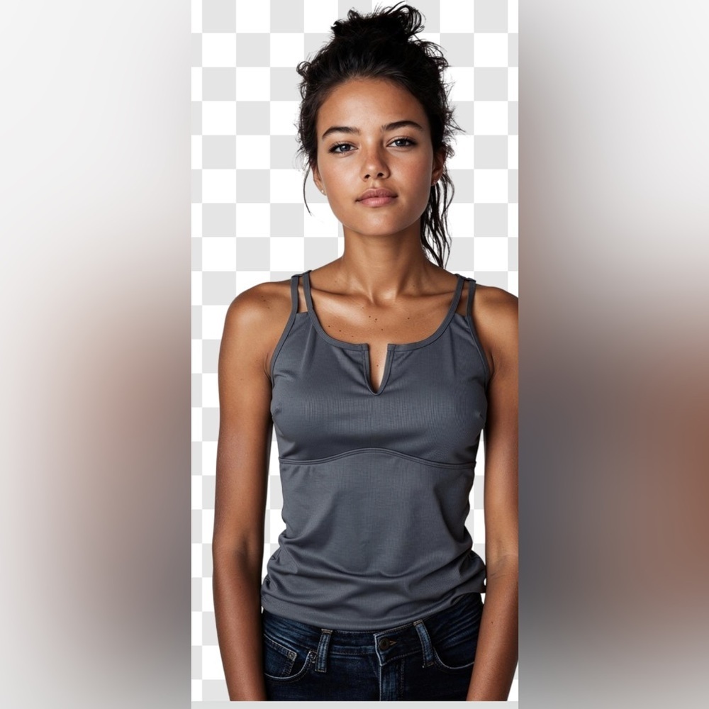 new- XL Blue Ruched Tummy Control Swimsuit Top Swim Tank Top Only No Bottom